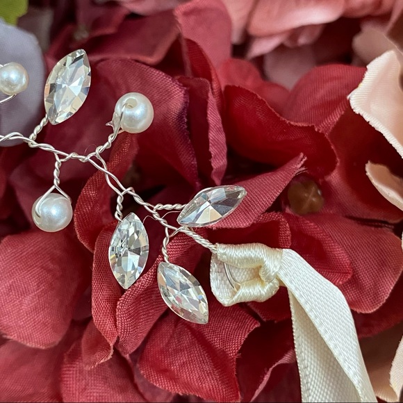 Romantic Crystal Pearl Tiara Headdress Head Chain - Picture 14 of 16